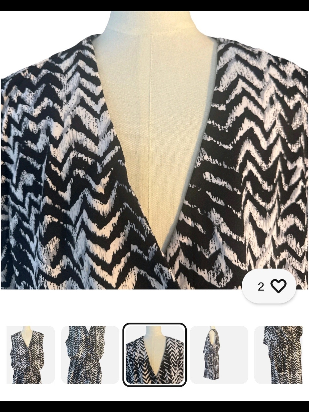 Venus Black & White Sleeveless Printed V-Neck Romper with Tie Waist - Picture 5 of 8